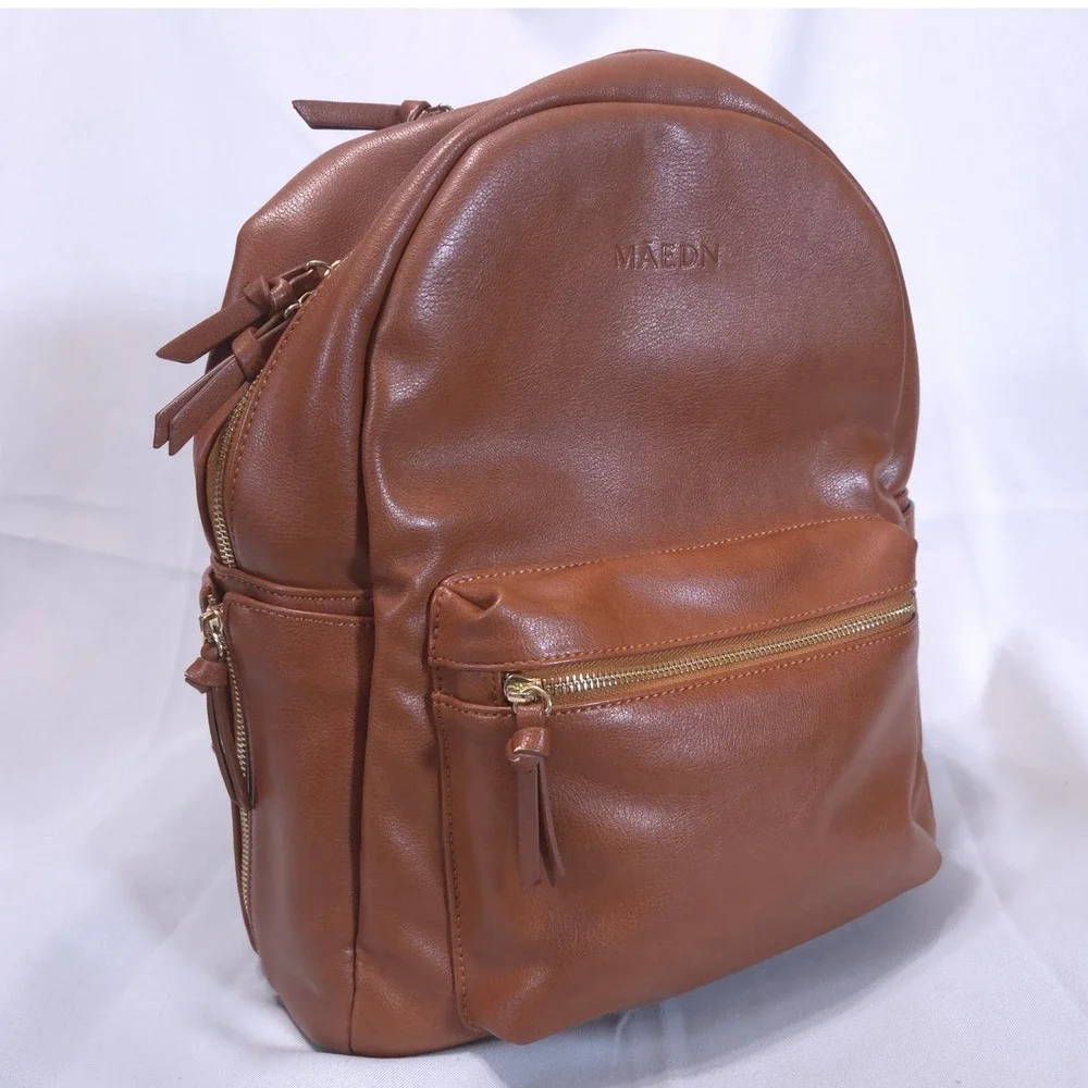 MAEDN All Day Backpack Medium Vegan Leather Saddle Diaper Bag Travel Cottagecore